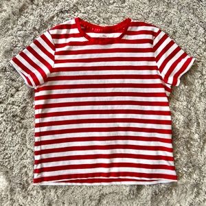 White Stag Tee Red and White Stripes Short Sleeve